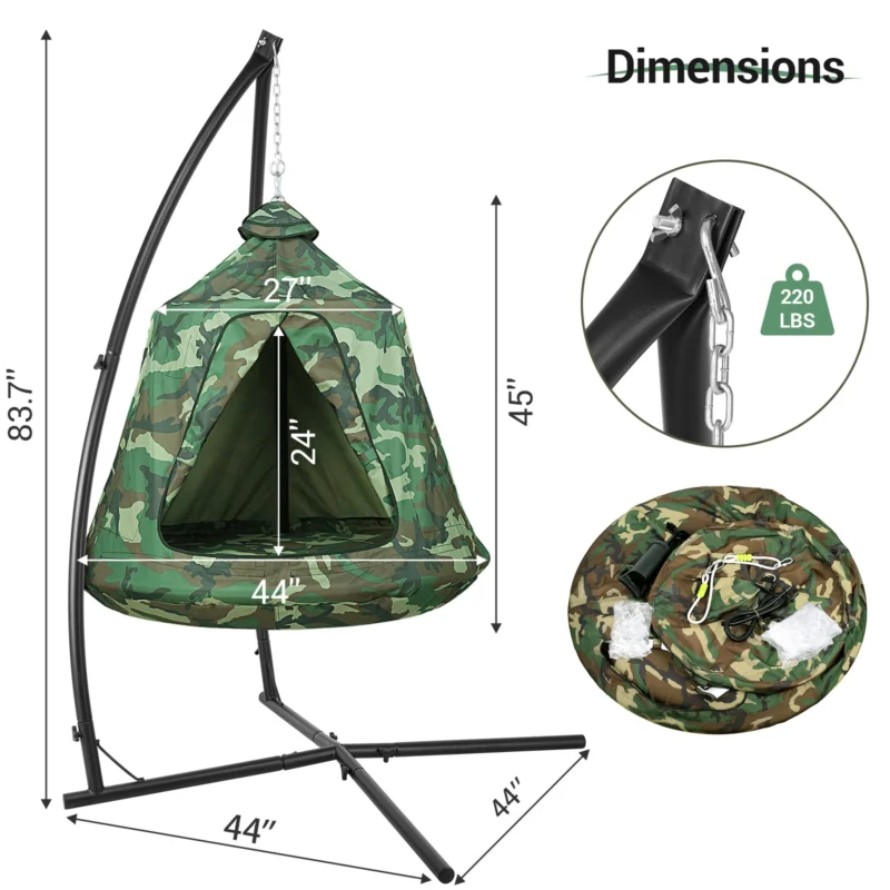 Heavy Duty X-Frame Hammock Chair Stand with Swing - 330 lbs Capacity for Indoor & Outdoor - Image 3