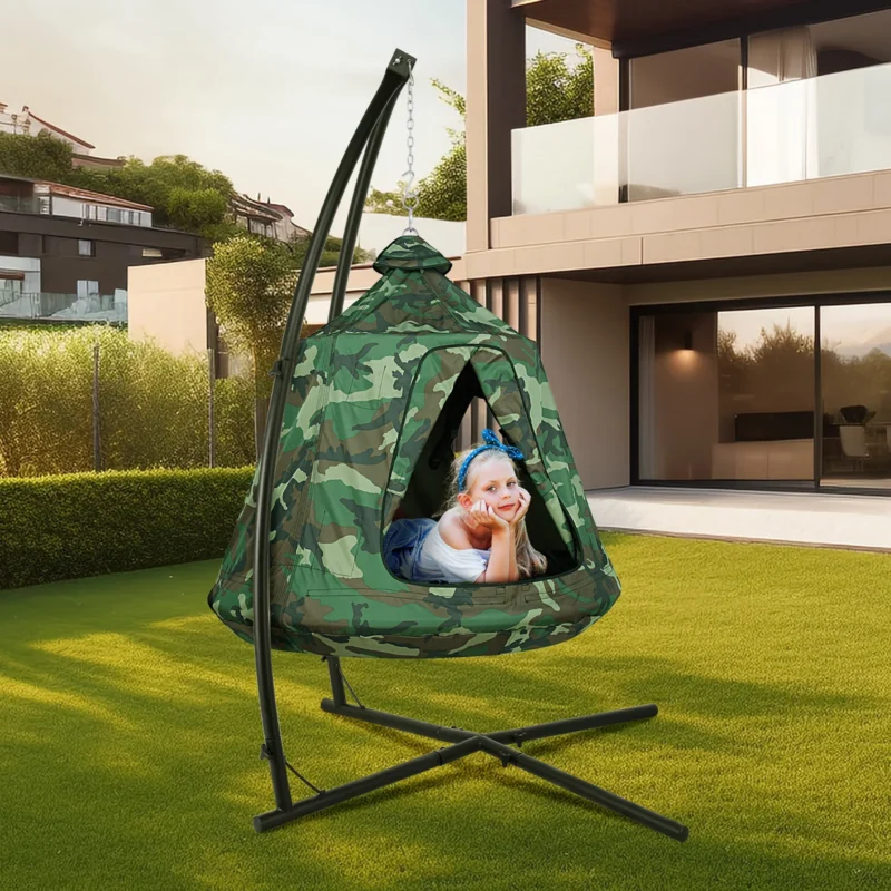 Heavy Duty X-Frame Hammock Chair Stand with Swing - 330 lbs Capacity for Indoor & Outdoor - Image 6