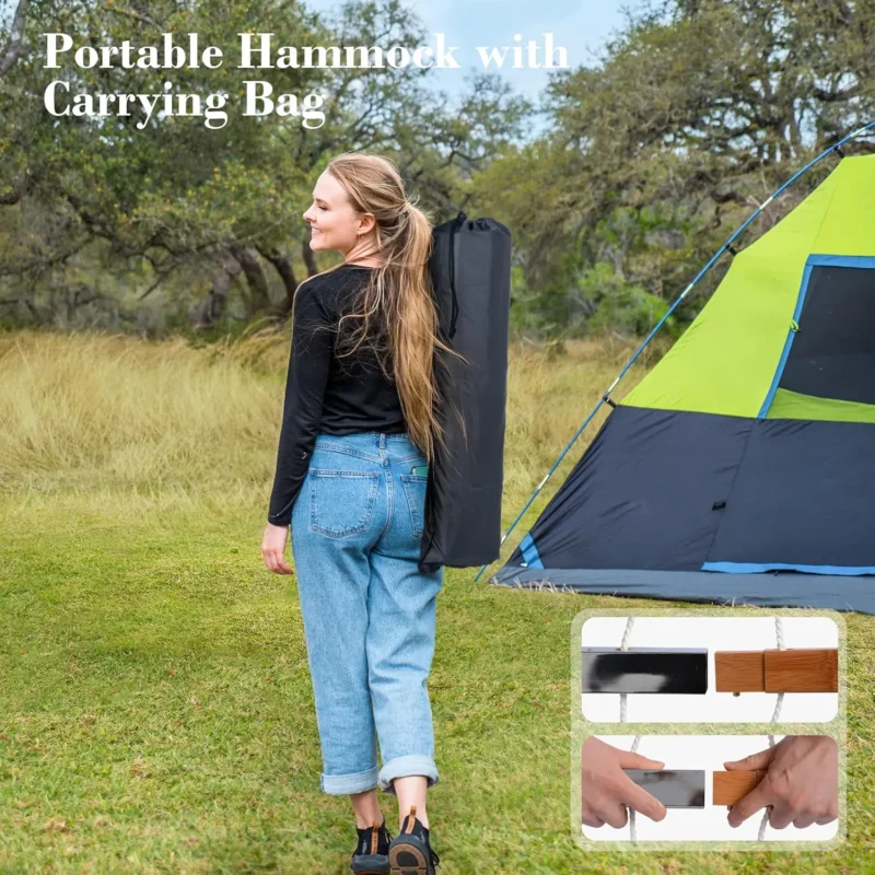 Two-Person Outdoor Hammock with Spreader Bar - Portable Coffee Hammock for Poolside & Patio - Image 3