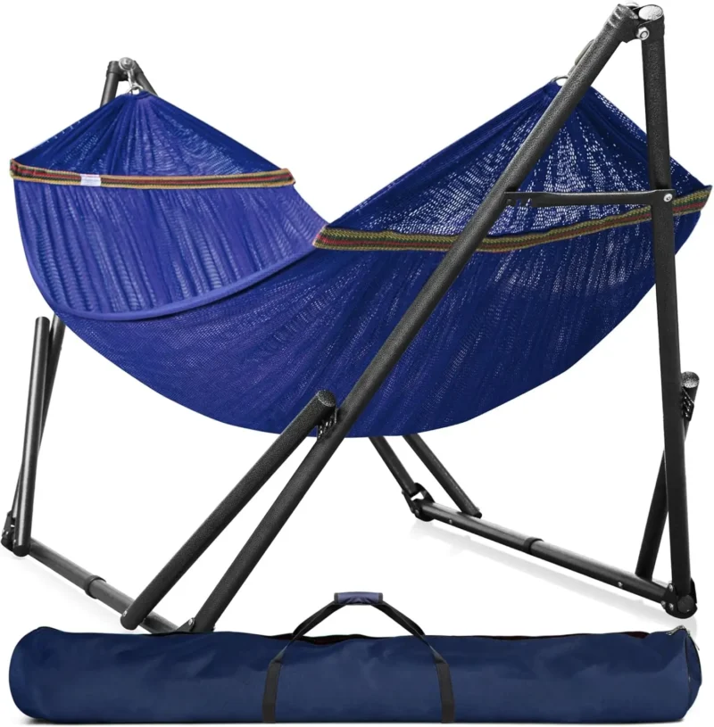 Two-Person Portable Hammock with Instant Fold Stand - 600 lbs Capacity for Camping & Outdoors - Image 2