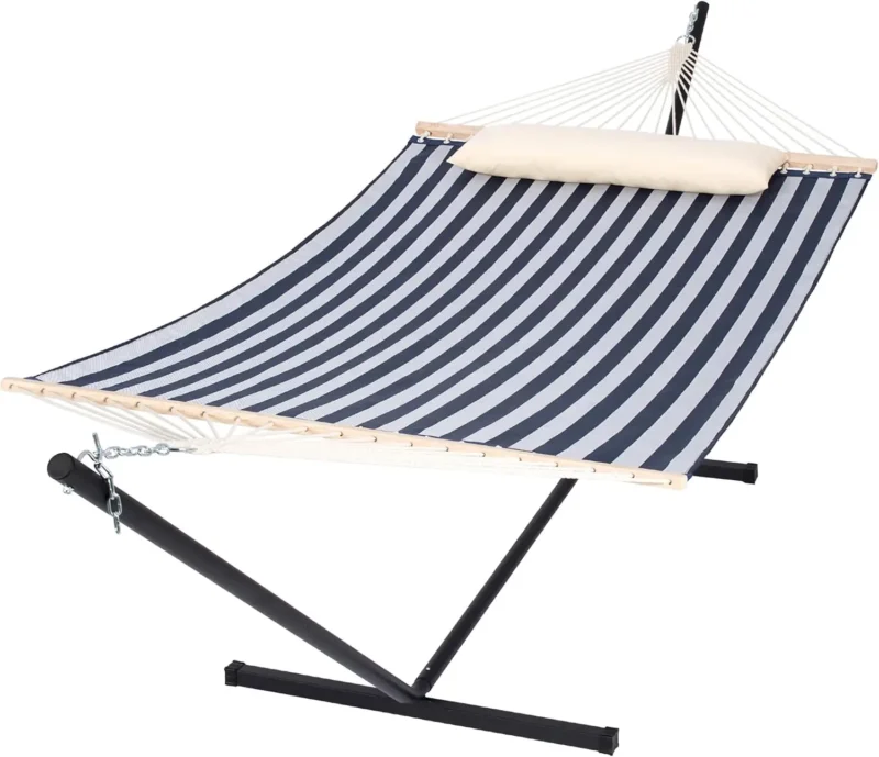 Double Textilene Hammock with Steel Stand - 450 lbs Capacity for Garden & Poolside - Image 12