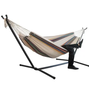 Double Canvas Hammock with Steel Frame - 660 lbs Capacity for Outdoor Camping