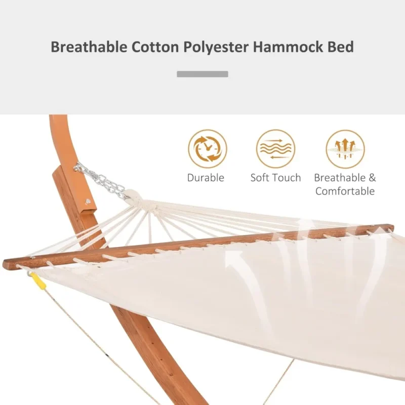 Double Wooden Hammock with Canopy - 396 lbs Capacity for Indoor & Outdoor Relaxation - Image 3