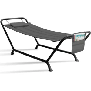 Double Cotton Hammock with Steel Stand - 500 lbs Capacity for Backyard & Patio