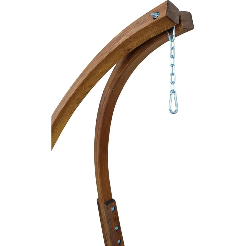 7 ft Wooden Hammock Chair Stand with Teak Finish - 265 lbs Capacity for Indoor & Outdoor Use - Image 3