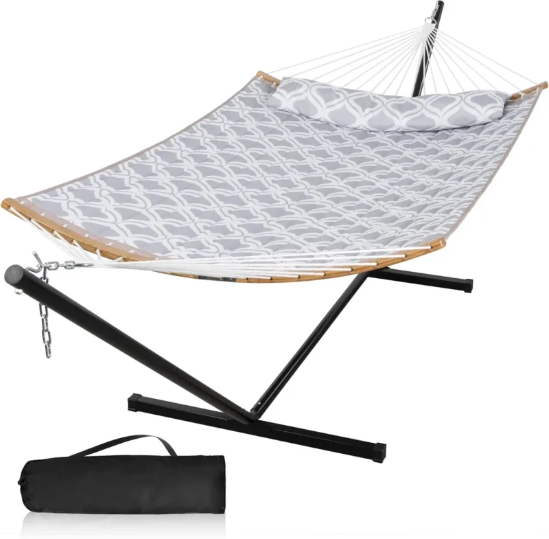 Double Hammock with Steel Stand - 450 lbs Capacity for Backyard & Patio - Image 11
