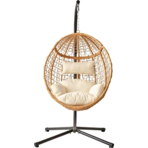Wicker Rattan Hanging Egg Chair with Stand - 350 lbs Capacity for Indoor & Outdoor