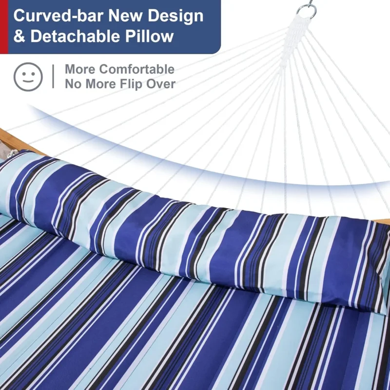 Double Hammock with Steel Stand - 450 lbs Capacity for Backyard & Patio - Image 3