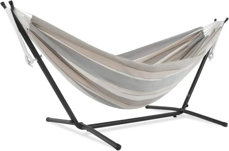 Double Sunbrella Fabric Hammock with Space-Saving Steel Stand - 450 lbs Capacity for Patio & Backyard - Image 11