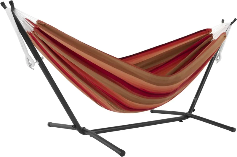 Double Sunbrella Fabric Hammock with Space-Saving Steel Stand - 450 lbs Capacity for Patio & Backyard - Image 8
