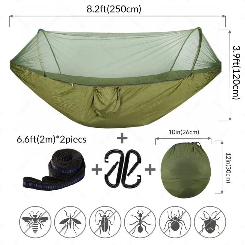 Portable Camping Hammock with Mosquito Net - Single-Person Capacity for Outdoor Adventure - Image 2