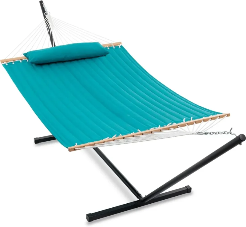 Double Jacquard Hammock with Steel Stand - 475 lbs Capacity for Backyard & Patio - Image 13