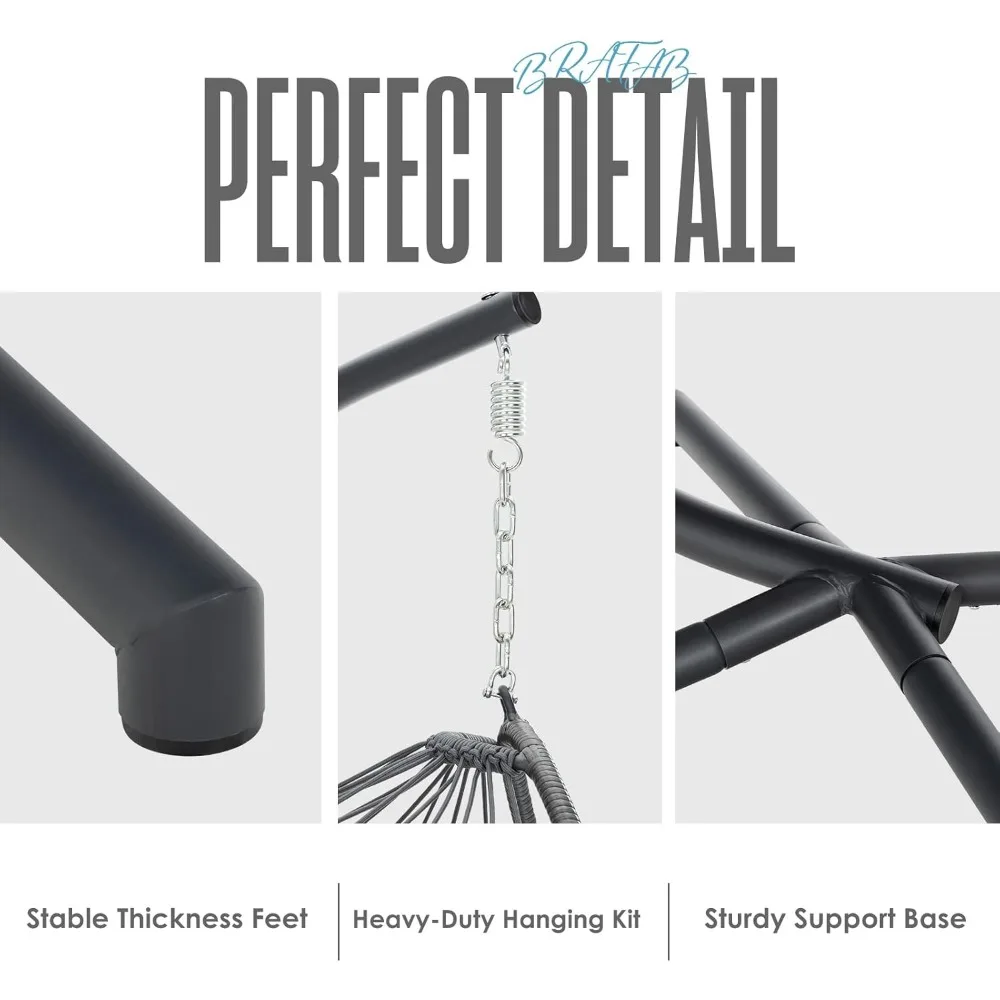 Elegant hanging egg chair with comfortable cushioning perfect for creating a relaxation nook