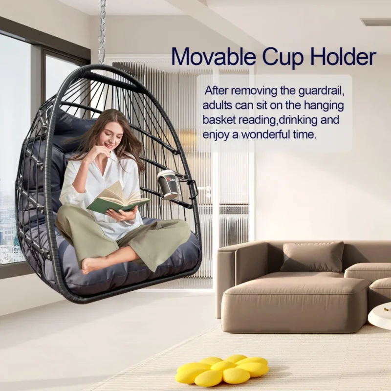 Hanging Egg Chair with UV Resistant Cushion - 350 lbs Capacity for Indoor & Outdoor - Image 6