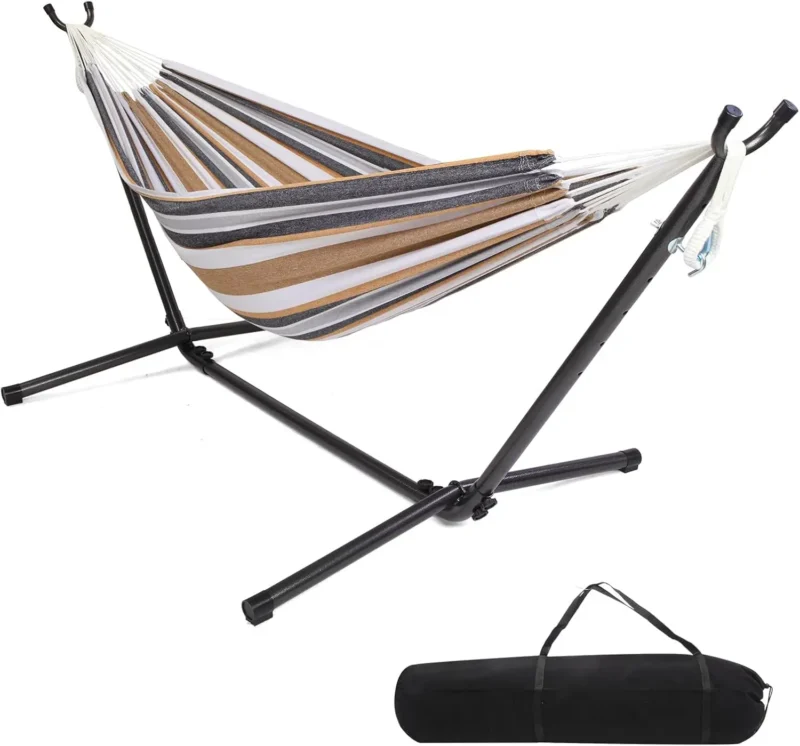 Double Fabric Hammock with Steel Stand - 550 lbs Capacity for Outdoor Relaxation - Image 7