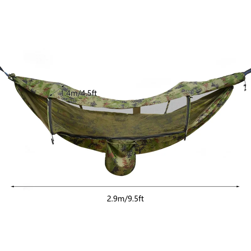 Single Nylon Camping Hammock with Anti-Mosquito Protection - 440 lbs Capacity for Outdoor Adventures - Image 2