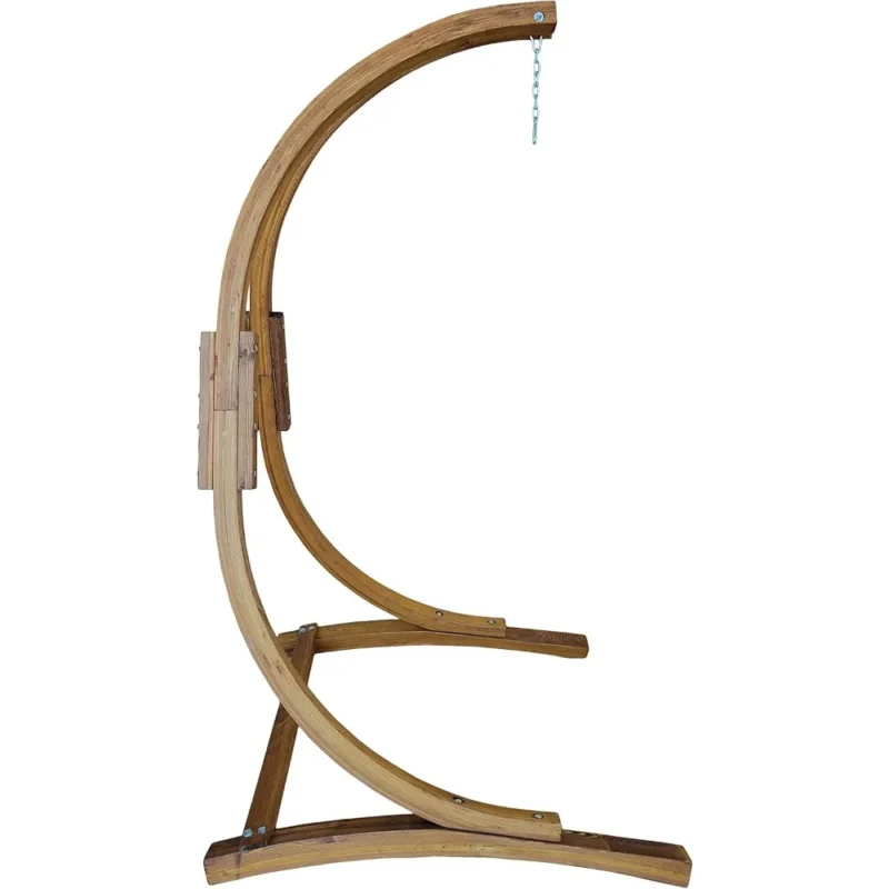 7 ft Wooden Hammock Chair Stand with Teak Finish - 265 lbs Capacity for Indoor & Outdoor Use - Image 2