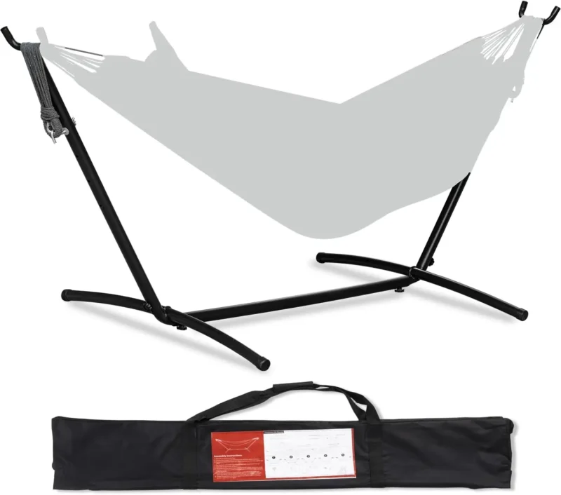 Double Fabric Hammock with Steel Stand - 450 lbs Capacity for Backyard & Patio - Image 8