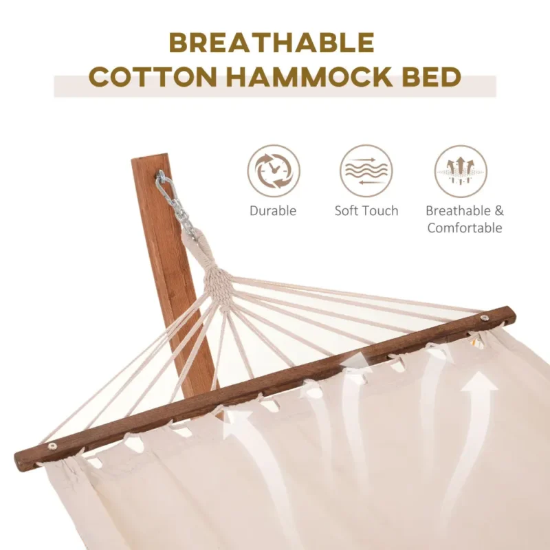 10ft Wooden Arc Hammock with Stand - 300 lbs Capacity for Backyard & Patio - Image 4