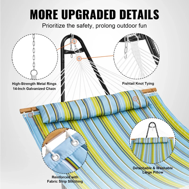 Two Person Hammock with Steel Stand - 480 lb Capacity for Outdoor Patio & Yard - Image 6