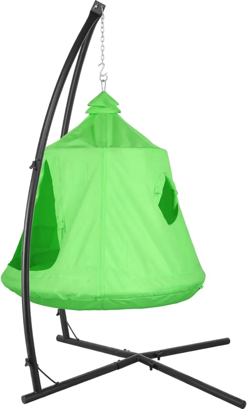 X-Shaped Hanging Egg Chair with Canopy Stand - 330 lbs Capacity for Indoor & Outdoor - Image 8