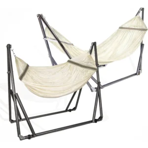 2-in-1 Polyester Hammock with Steel Stand - 450 lbs Capacity for Indoor & Outdoor Relaxation