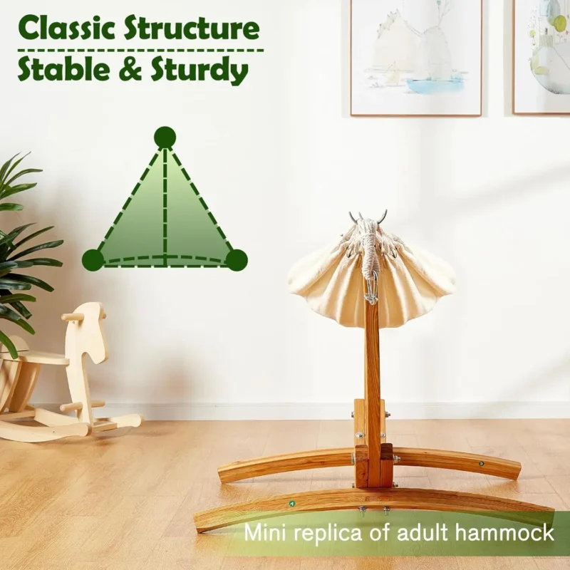 Solid Wood Kids Hammock Chair with Stand - 220 lbs Capacity for Indoor & Outdoor Use - Image 4