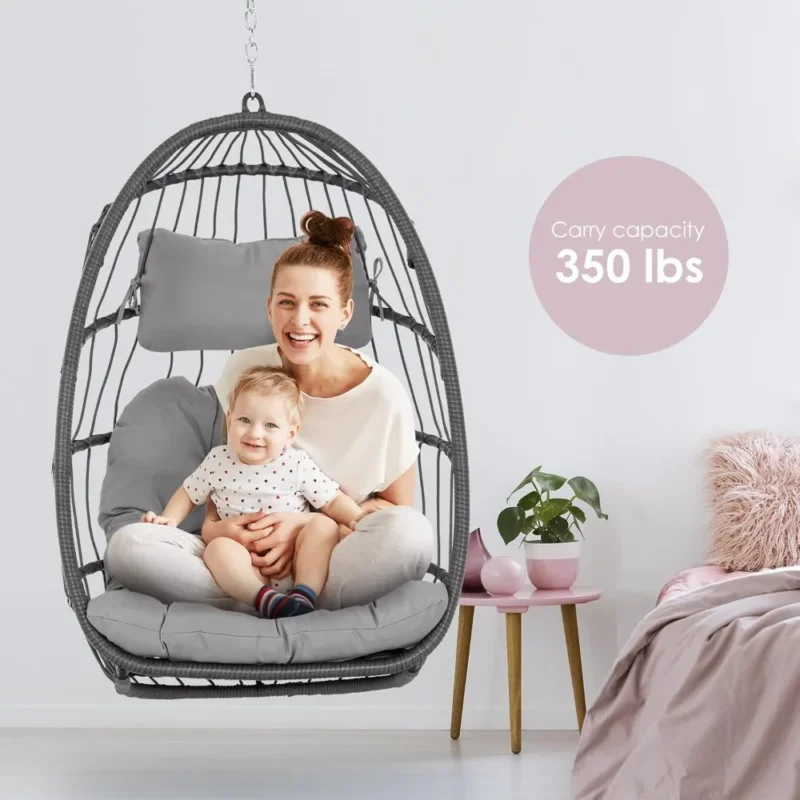 Foldable Egg Chair Hammock with Hanging Chain - 300 lbs Capacity for Indoor & Outdoor Use - Image 2