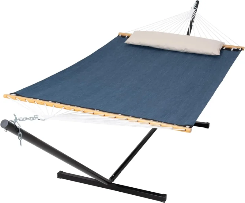 Double Textilene Hammock with Steel Stand - 450 lbs Capacity for Garden & Poolside - Image 11