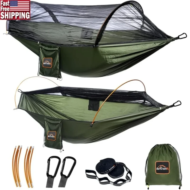 Ultralight Camping Hammock with Mosquito Net - 600 lbs Capacity for Outdoor Adventures