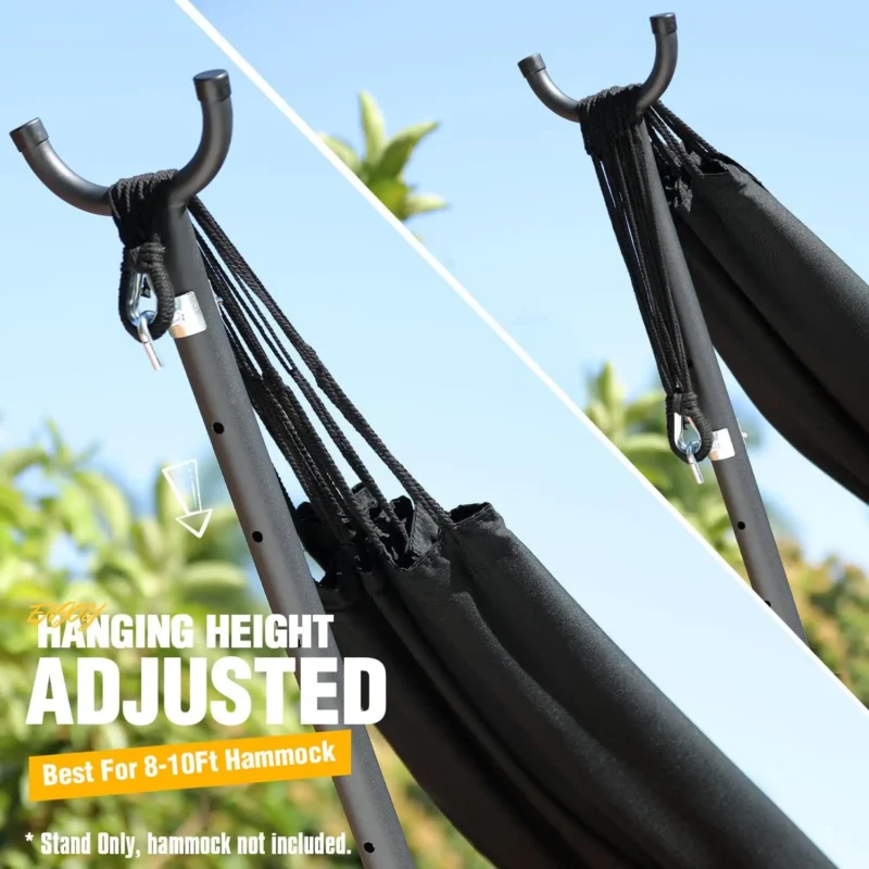 Heavy-Duty Steel Hammock Stand with Adjustable Hooks - 550 lbs Capacity for Backyard & Patio - Image 6