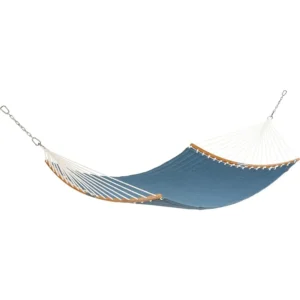 Double Quilted Polyester Hammock with Stand - 450 lbs Capacity for Backyard & Patio