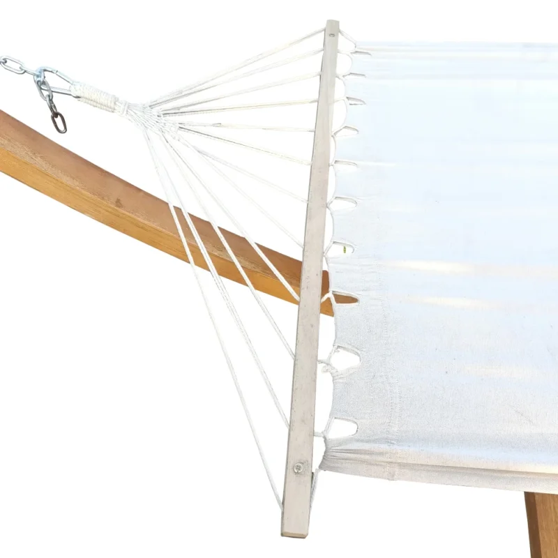 Single Canvas Hammock with Steel Stand - 300 lbs Capacity for Indoor & Outdoor Use - Image 3