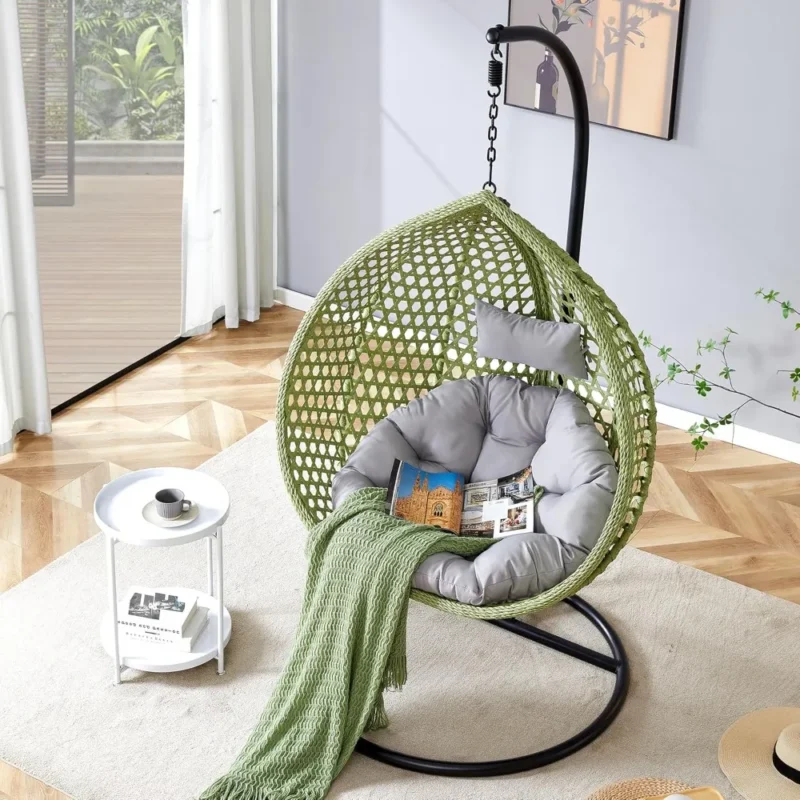 Hanging Egg Chair with Cushions and Stand - 350 lbs Capacity for Indoor & Outdoor Use - Image 2