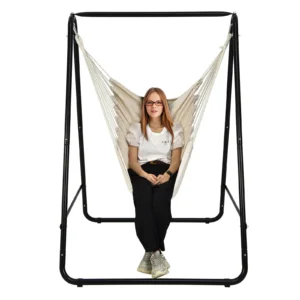 Hanging Padded Swing Chair with Heavy Duty Steel Stand - 350 lbs Capacity for Indoor & Outdoor