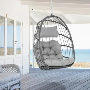 Foldable Egg Chair Hammock with Hanging Chain - 300 lbs Capacity for Indoor & Outdoor Use