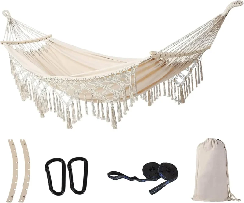Double Macrame Hanging Swing Hammock - 500 lbs Capacity for Indoor & Outdoor Spaces - Image 7