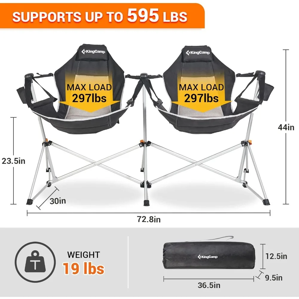 Two-person hammock with sturdy stand showing optimal comfort features for couples