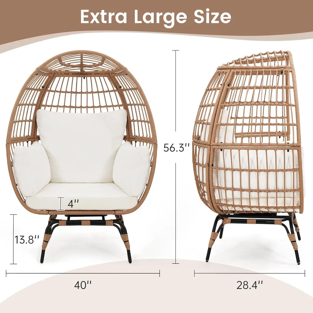 360° Swivel Rattan Egg Chair showing ergonomic design and cushioning