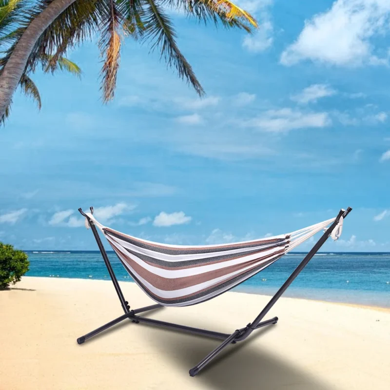 Double Outdoor Hammock with Steel Stand - 450 lbs Capacity for Backyard & Patio - Image 3