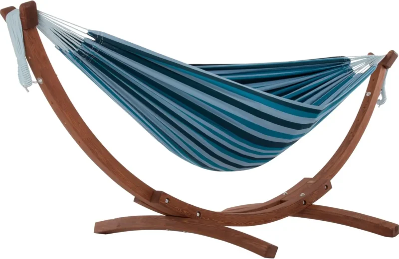 Double Cotton Hammock with Pine Arc Stand - 450 lbs Capacity for Backyard & Patio - Image 8