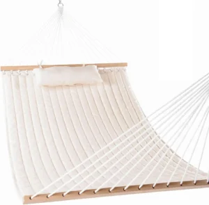 12 FT Double Quilted Hammock with Spreader Bars - 450 lbs Capacity for Backyard & Patio