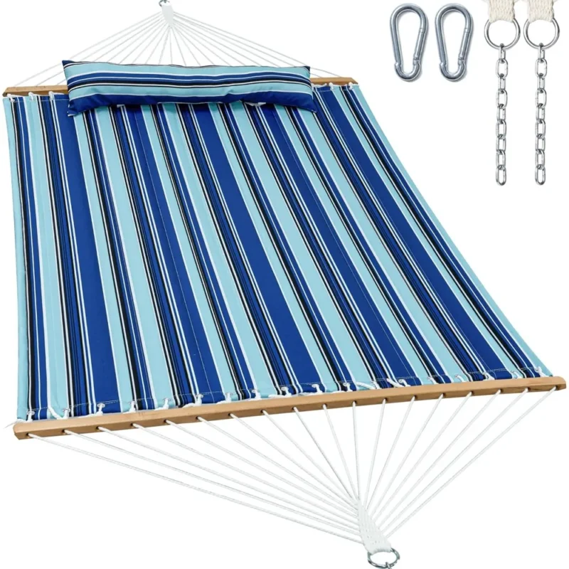 Double Quilted Hammock with Spreader Bars - 475 lbs Capacity for Outdoor Relaxation - Image 2