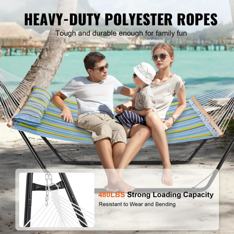 Two Person Hammock with Steel Stand - 480 lb Capacity for Outdoor Patio & Yard - Image 3