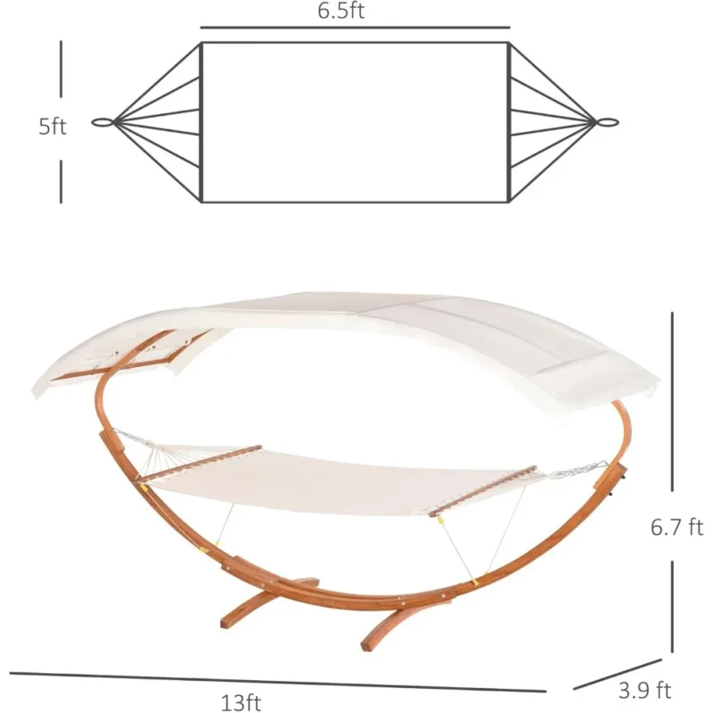Double Wooden Hammock with Canopy - 396 lbs Capacity for Indoor & Outdoor Relaxation - Image 5