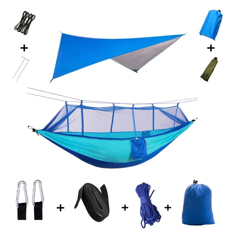 Two-Person Camping Hammock with Mosquito Net and Rain Cover - 440 lbs Capacity for Outdoor Adventures - Image 9