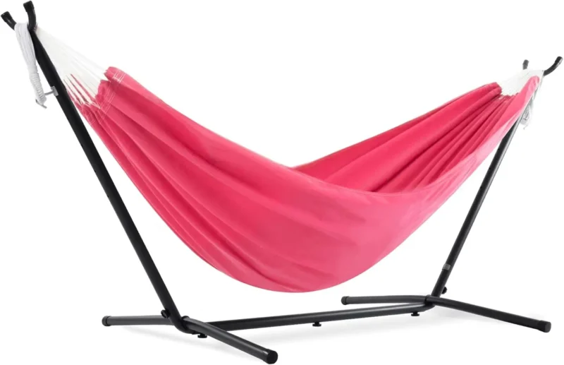 Double Polyester Hammock with Steel Stand - 450 lb Capacity for Indoor & Outdoor Relaxation - Image 7
