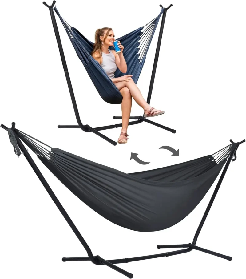 Double Convertible Hammock with Steel Stand - 475 lbs Capacity for Backyard & Camping - Image 9