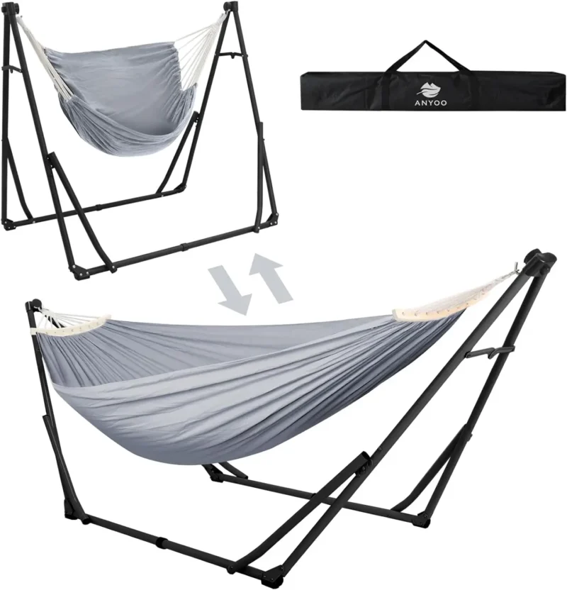 Portable 2-in-1 Convertible Hammock with Steel Stand - 440 lbs Capacity for Indoor & Outdoor - Image 9