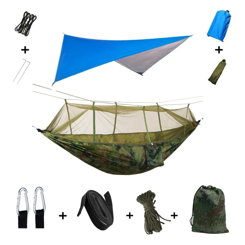 Two-Person Camping Hammock with Mosquito Net and Rain Cover - 440 lbs Capacity for Outdoor Adventures - Image 13